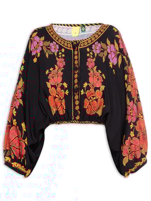 Blusa Feminina Cropped Madalena – Preto