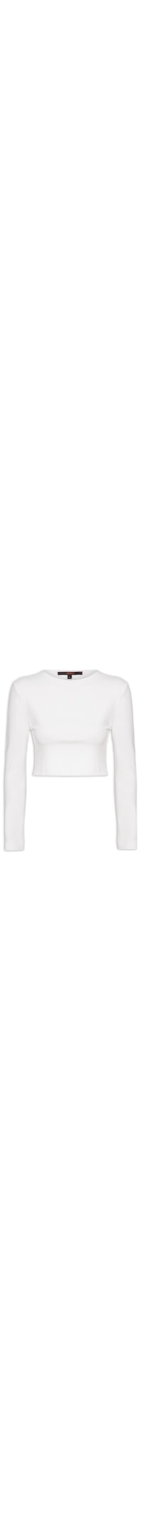 Blusa Feminina Cropped Malha Manga Longa Básico - Branco