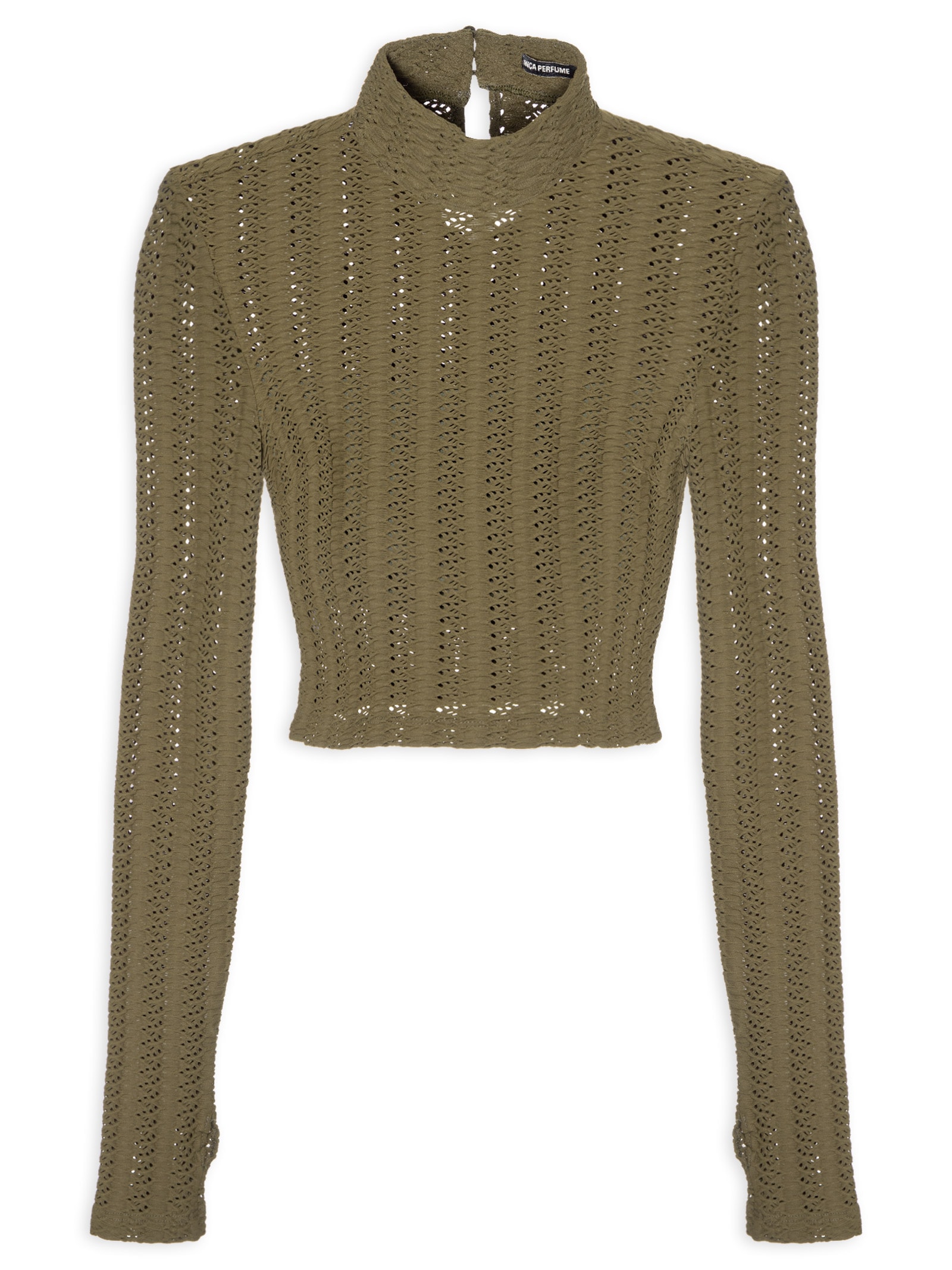 Blusa Feminina Cropped Malha Texturizada Verde Lança Perfume