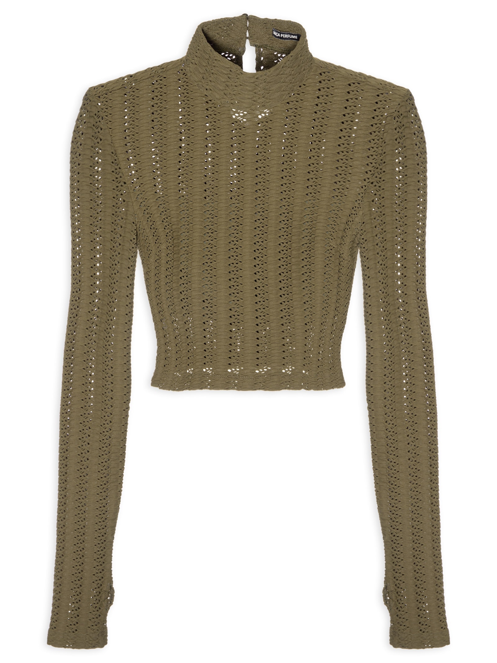 Blusa Feminina Cropped Malha Texturizada Verde Lança Perfume