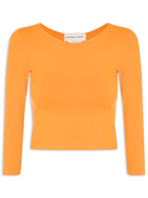 Blusa Feminina Cropped Manga 7/8 – Laranja