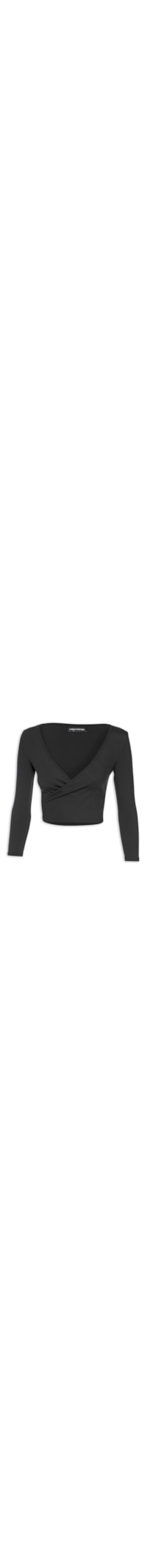 Blusa Feminina Cropped Manga 7/8 - Preto