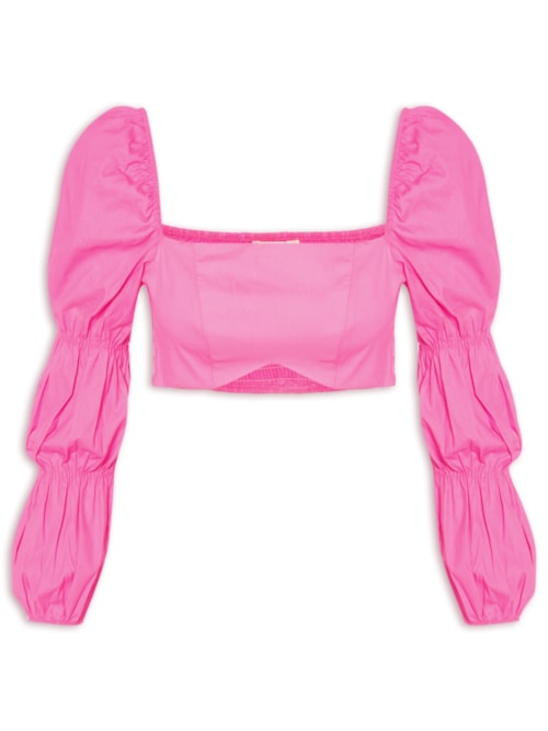 Blusa Feminina Cropped Manga Bufante – Rosa