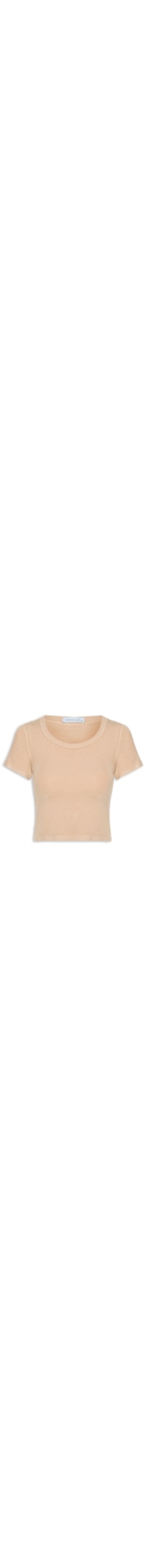 Blusa Feminina Cropped Manga Curta - Bege
