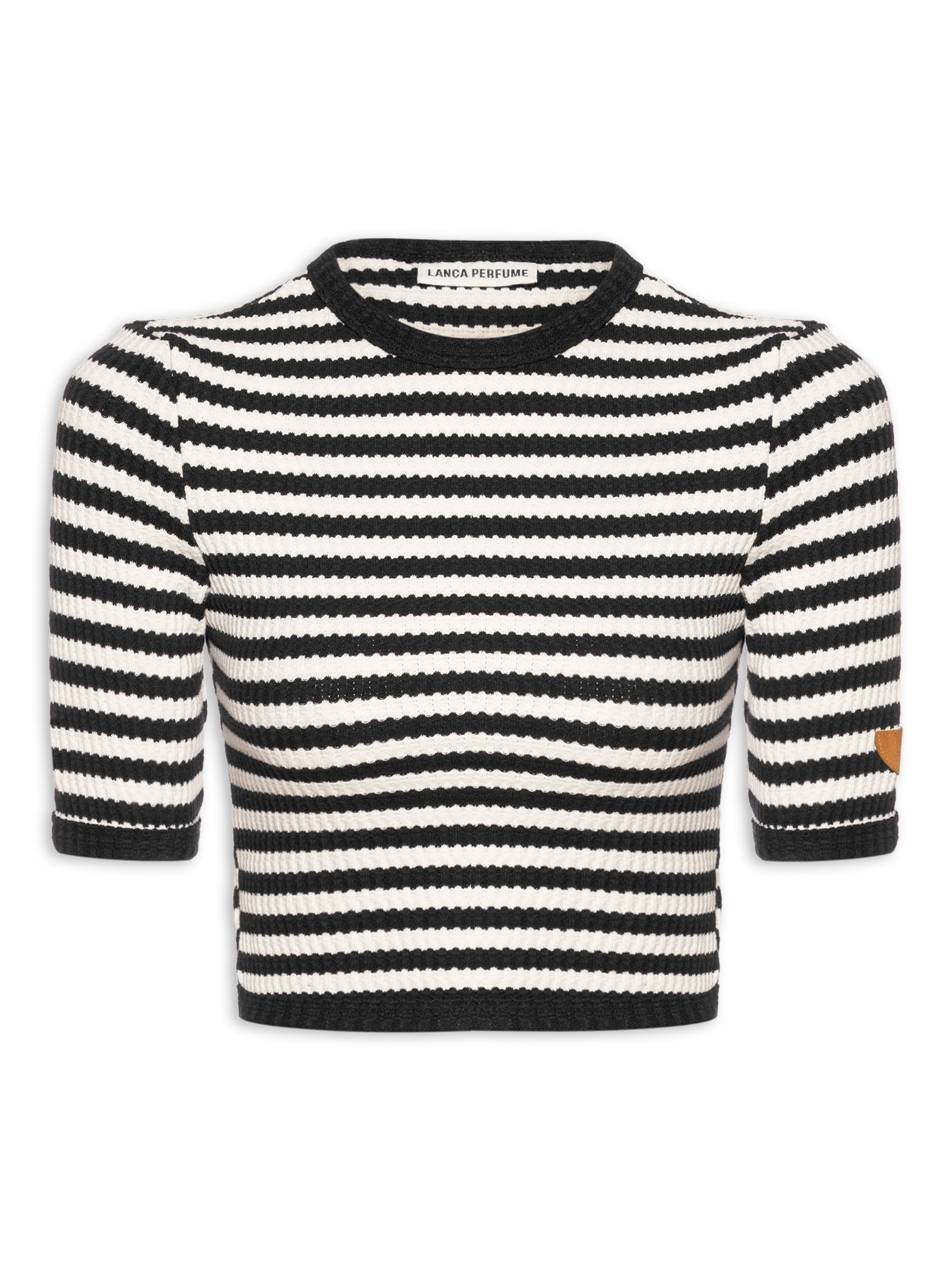 Blusa Feminina Cropped Manga Curta Branco Lança Perfume