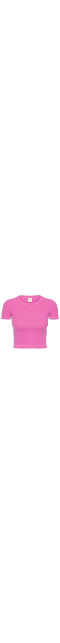 Blusa Feminina Cropped Manga Curta Em Ribana - Rosa