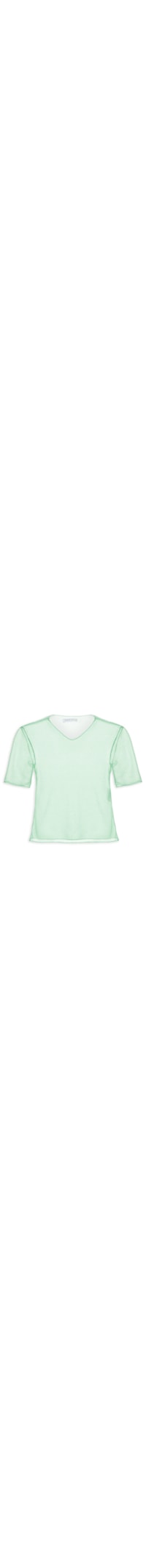 Blusa Feminina Cropped Manga Curta Em Tule - Verde