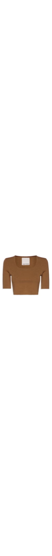 Blusa Feminina Cropped Manga Curta - Marrom