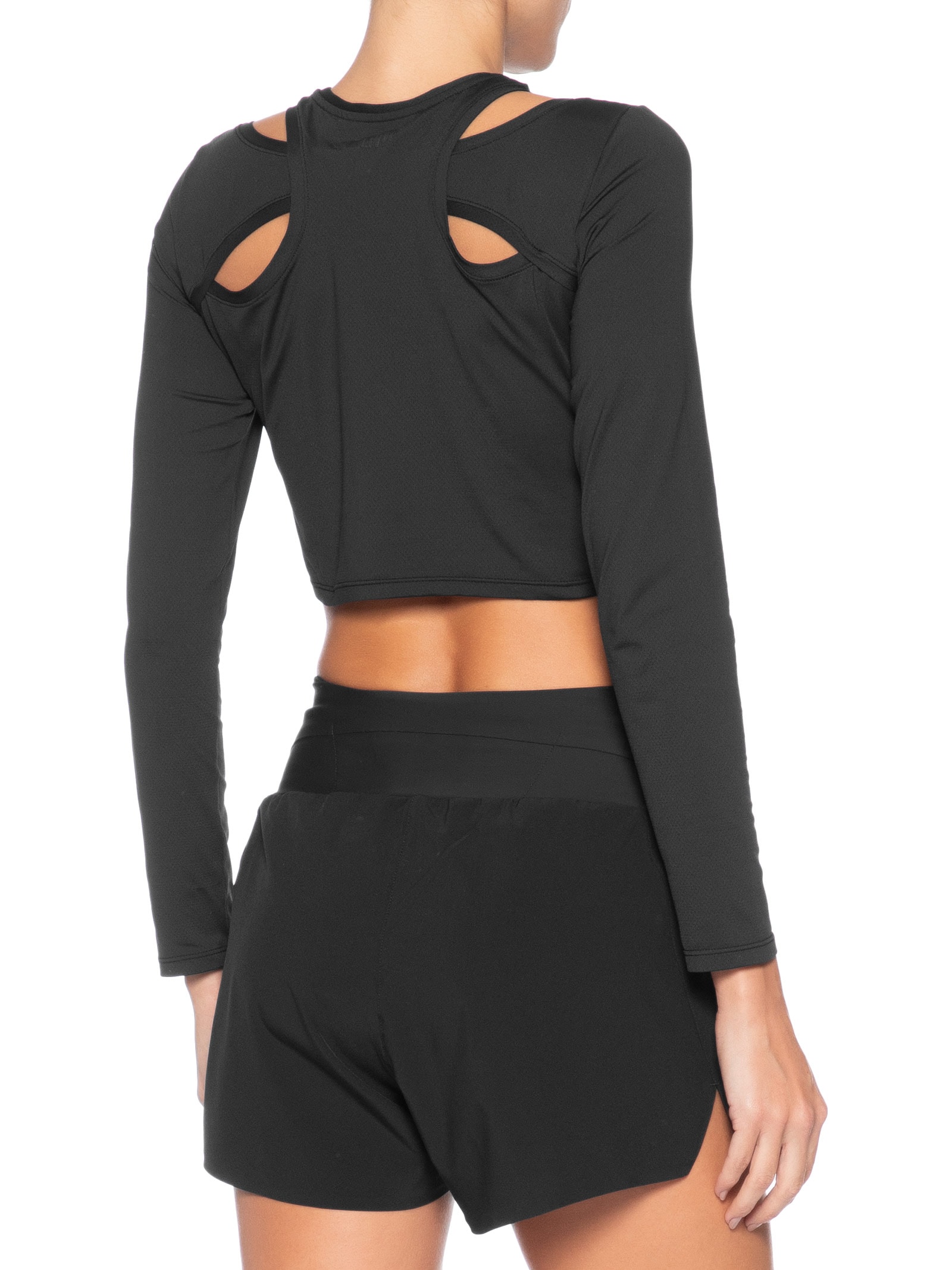 Blusa Feminina Cropped Manga Longa Action Skin Preto Live!