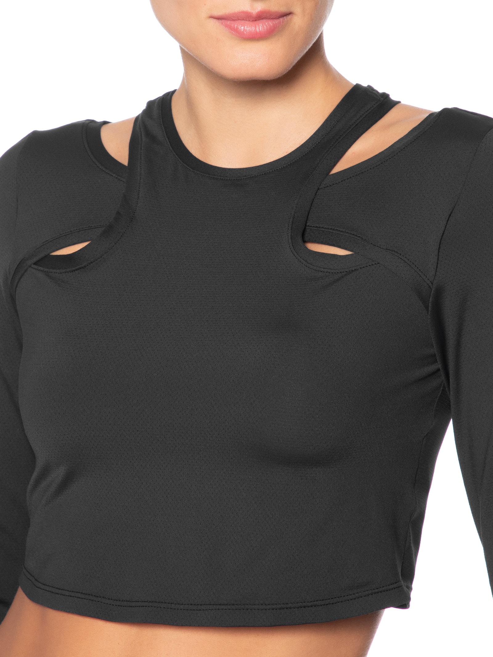 Blusa Feminina Cropped Manga Longa Action Skin Preto Live!