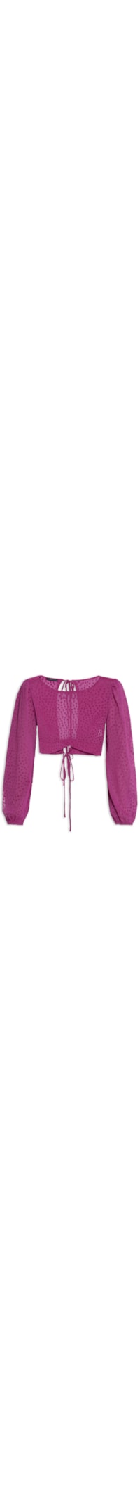 Blusa Feminina Cropped Manga Longa Amarração Costas - Rosa