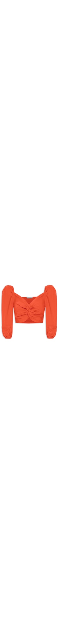 Blusa Feminina Cropped Manga Longa - Laranja