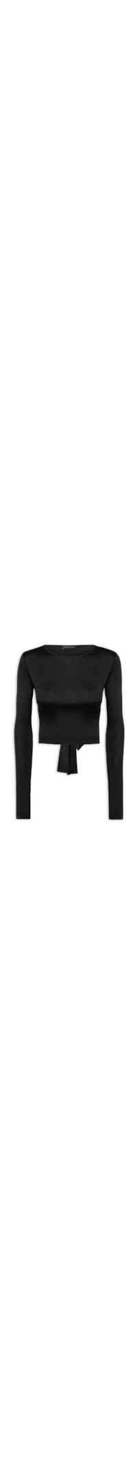 Blusa Feminina Cropped Manga Longa - Preto