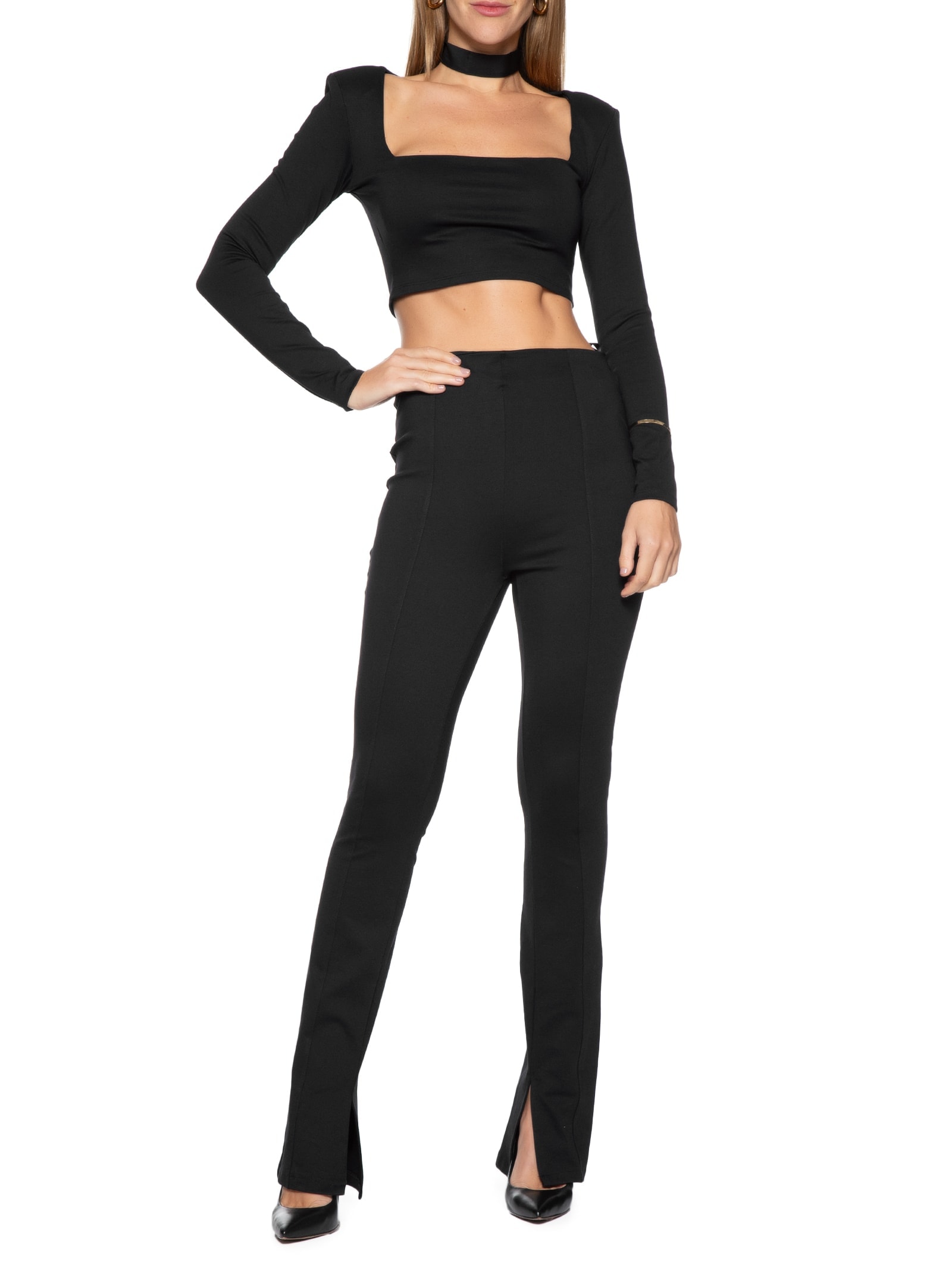 Blusa Feminina Cropped Manga Longa Preto My Favorite Things