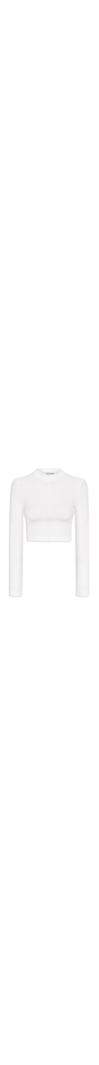 Blusa Feminina Cropped Manga Longa Recorte Central - Branco