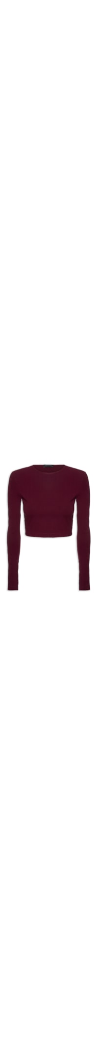 Blusa Feminina Cropped Manga Longa - Vermelho