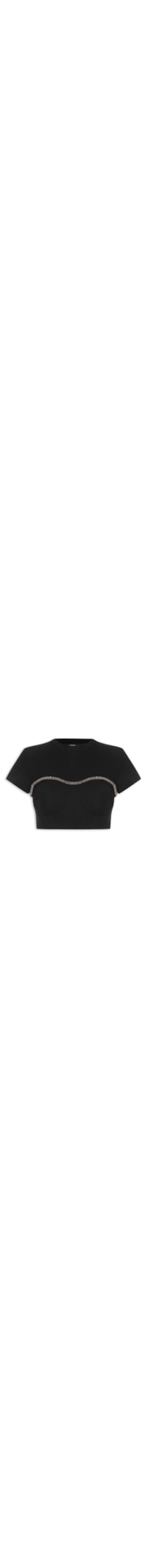 Blusa Feminina Cropped Miçanga - Preto