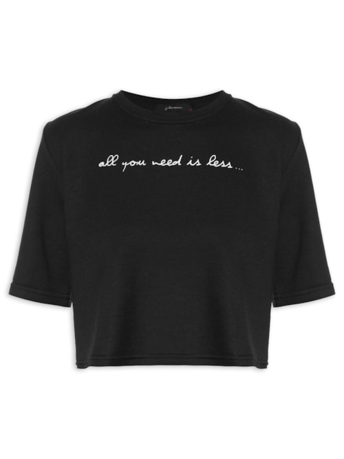 Blusa Feminina Cropped Moletom All You Need – Preto