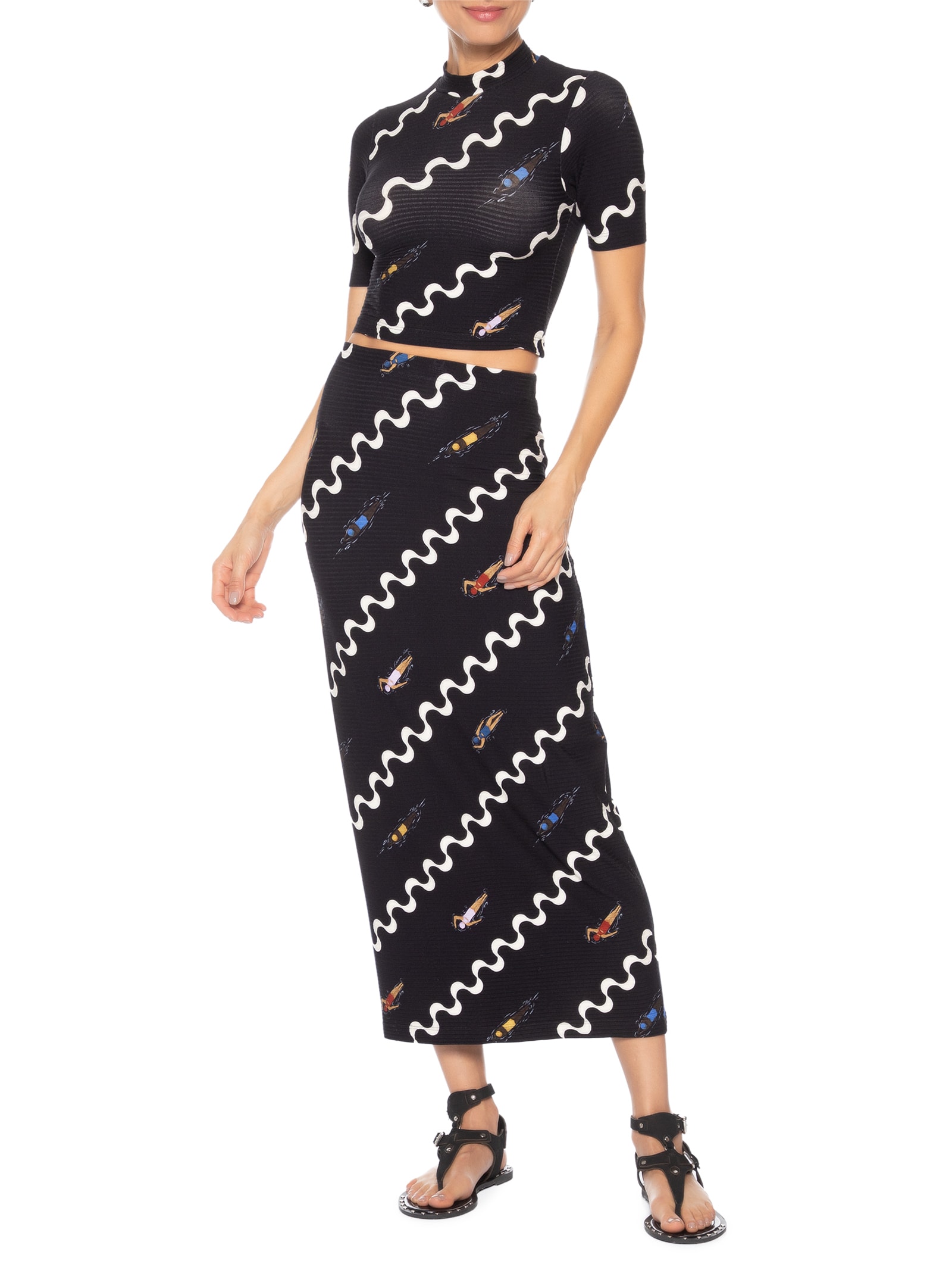 Blusa Feminina Cropped Nadadoras Preto Farm