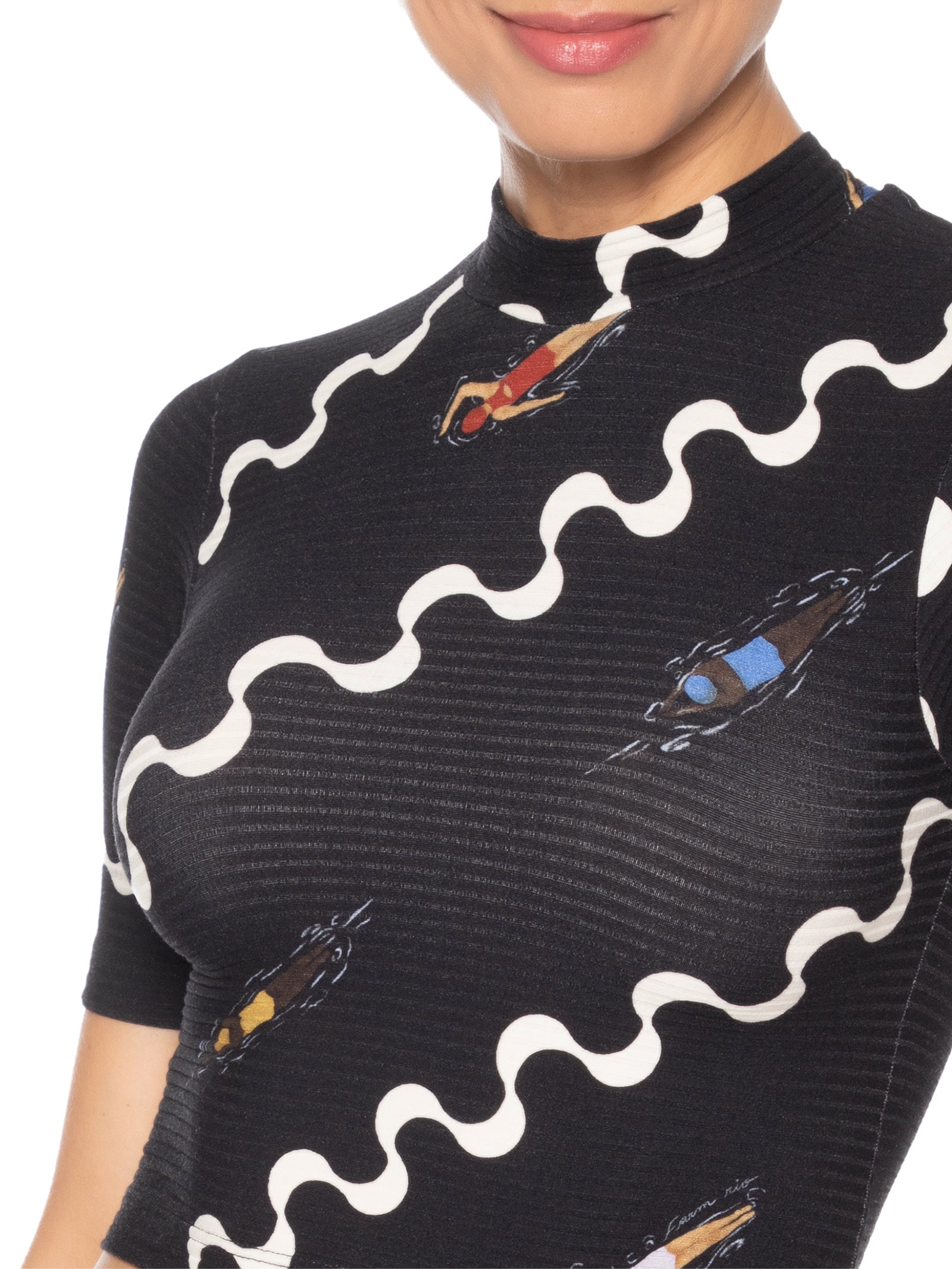 Blusa Feminina Cropped Nadadoras Preto Farm