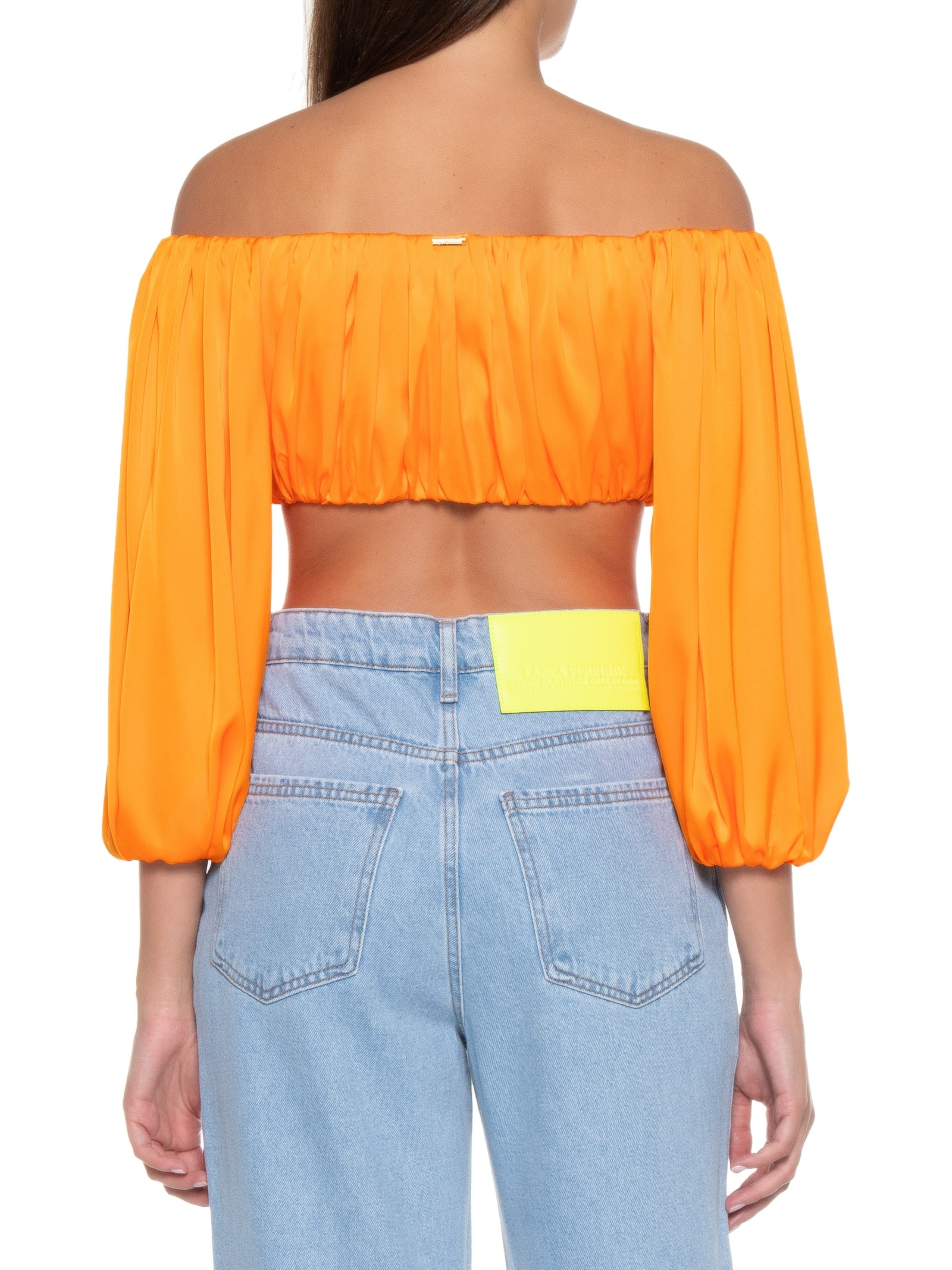 Blusa Feminina Cropped Ombro A Ombro Laranja Lança Perfume