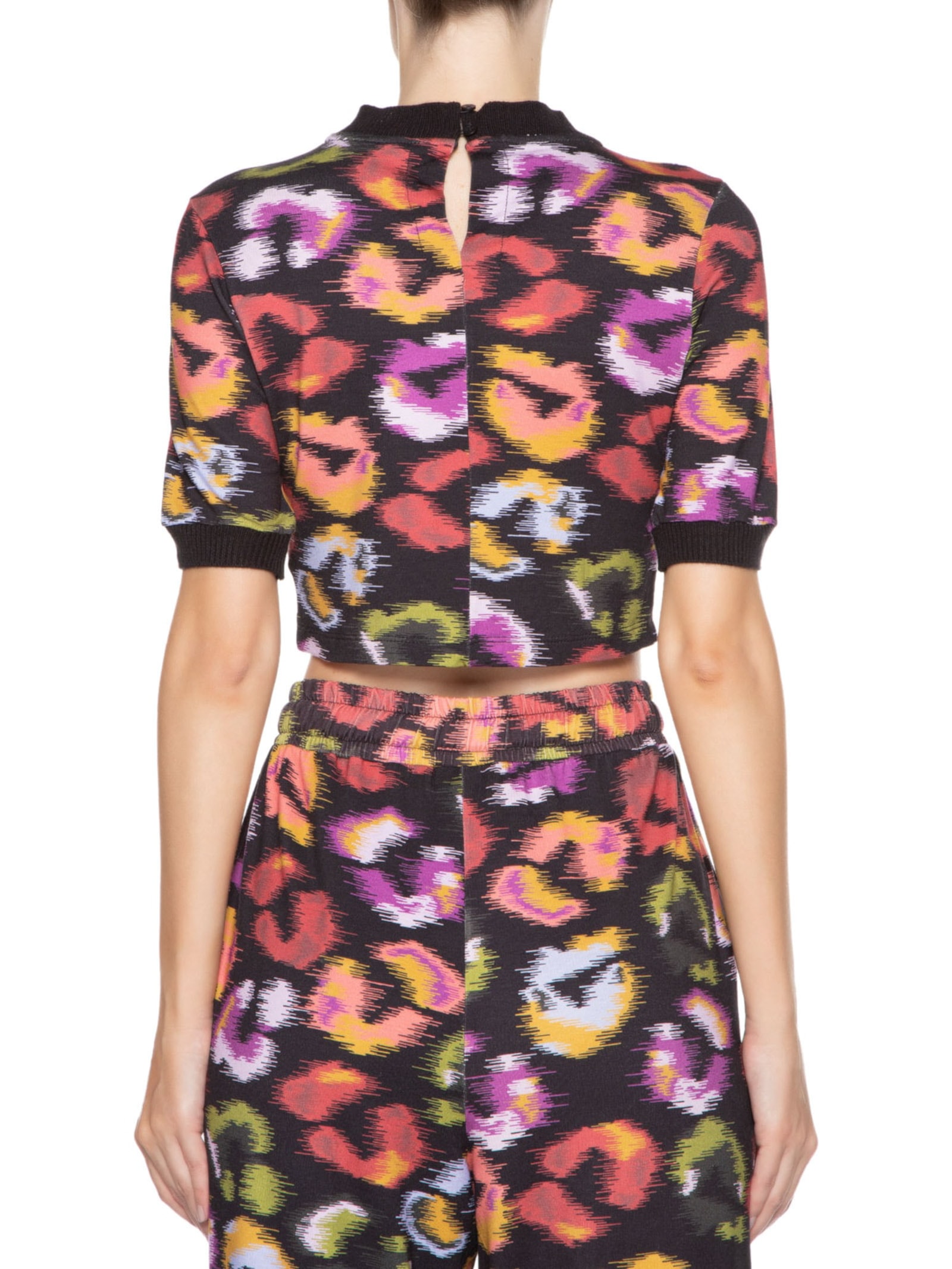 Blusa Feminina Cropped Onça De Cor Preto Farm