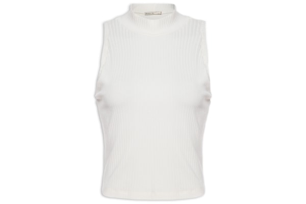 Blusa Feminina Cropped Raglan Canelada - Off White