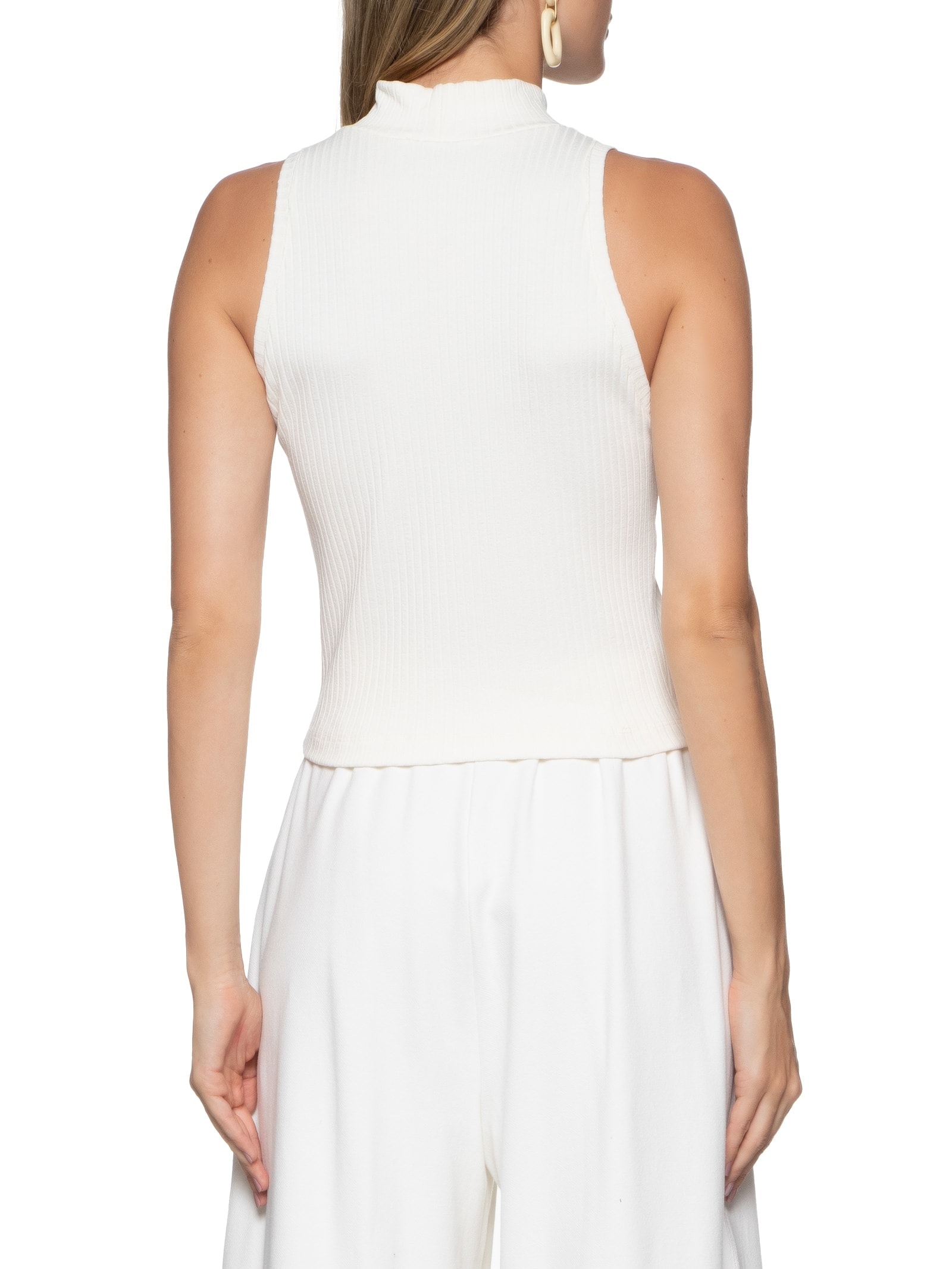 Blusa Feminina Cropped Raglan Canelada Off White Dress To