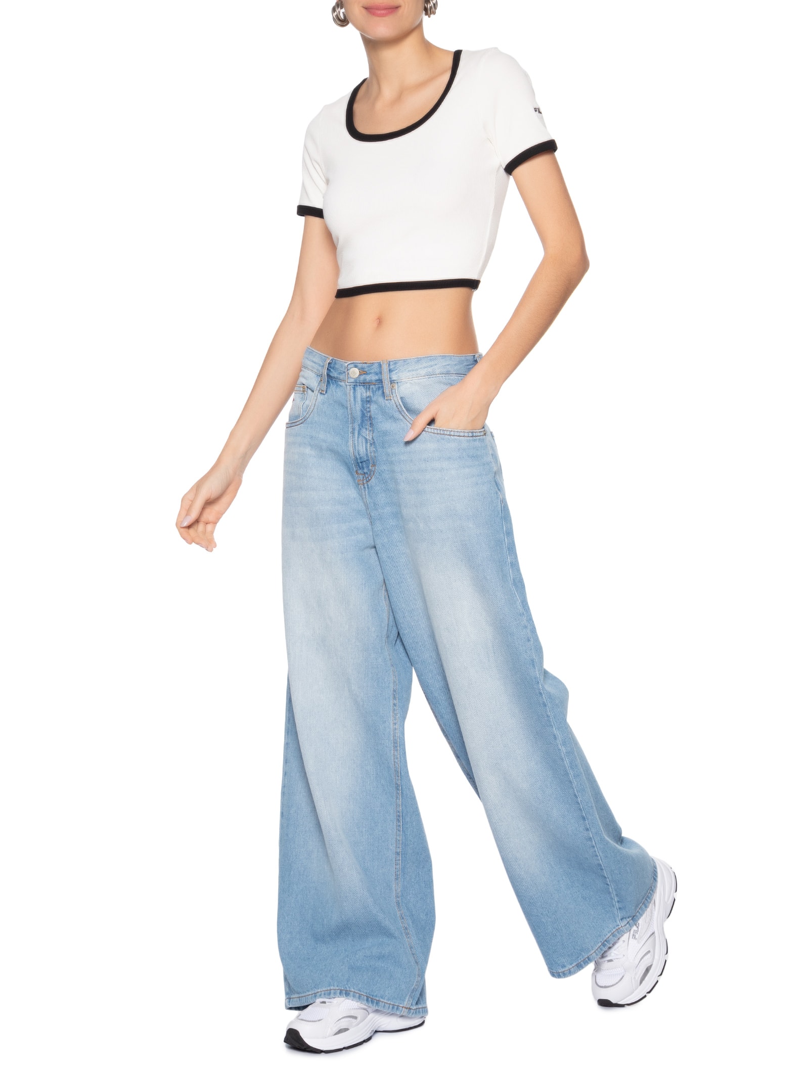 Blusa Feminina Cropped Rib Branco Fila