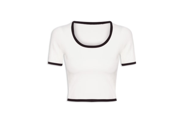 Blusa Feminina Cropped Rib - Branco