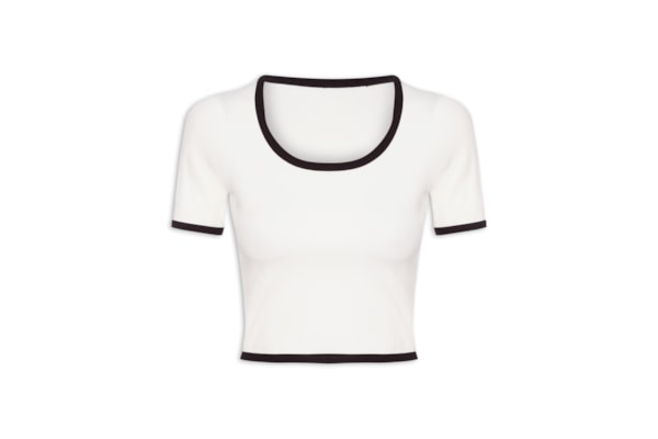 Blusa Feminina Cropped Rib - Branco