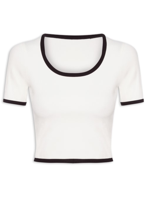 Blusa Feminina Cropped Rib – Branco