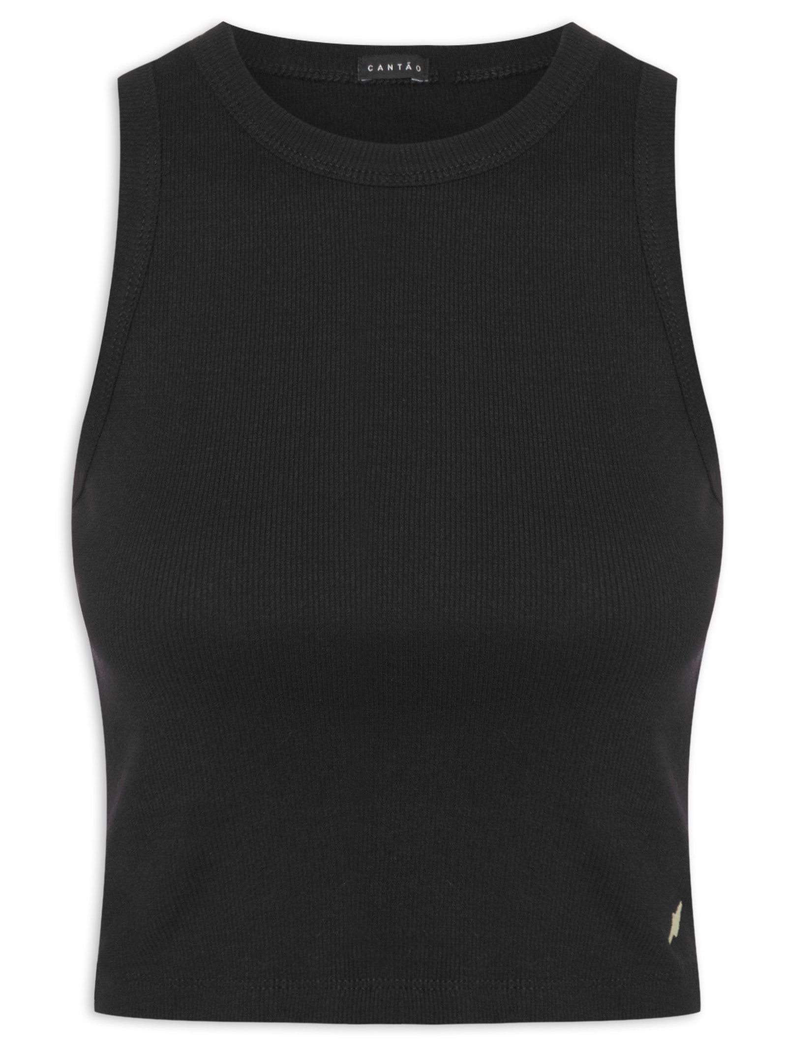 Blusa Feminina Cropped Rib Com Elástico Preto Cantão