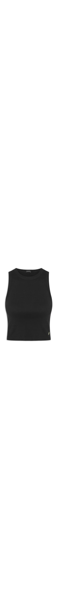 Blusa Feminina Cropped Rib Com Elástico - Preto