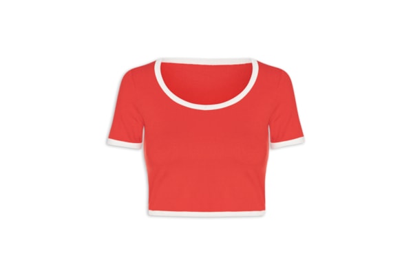 Blusa Feminina Cropped Rib - Vermelho