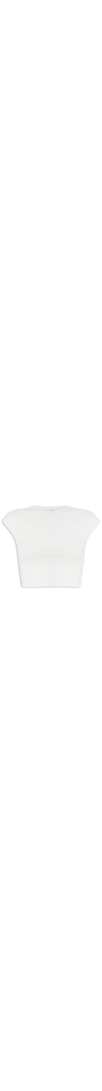 Blusa Feminina Cropped Ribana Manga Curta Basic - Off White