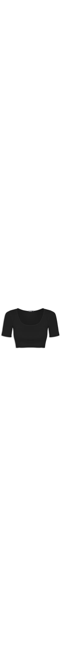 Blusa Feminina Cropped Ribana - Preto