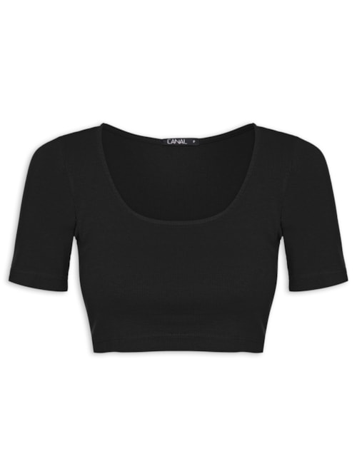 Blusa Feminina Cropped Ribana – Preto