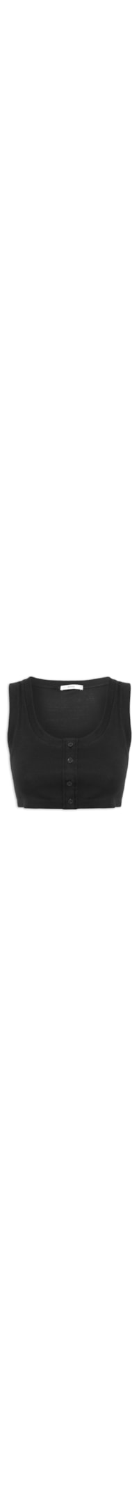 Blusa Feminina Cropped Ribana - Preto