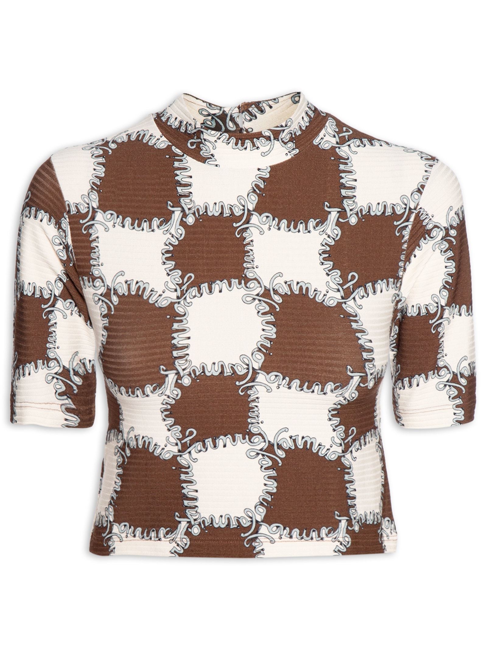 Blusa Feminina Cropped Ritmo Carioca E Marrom Farm