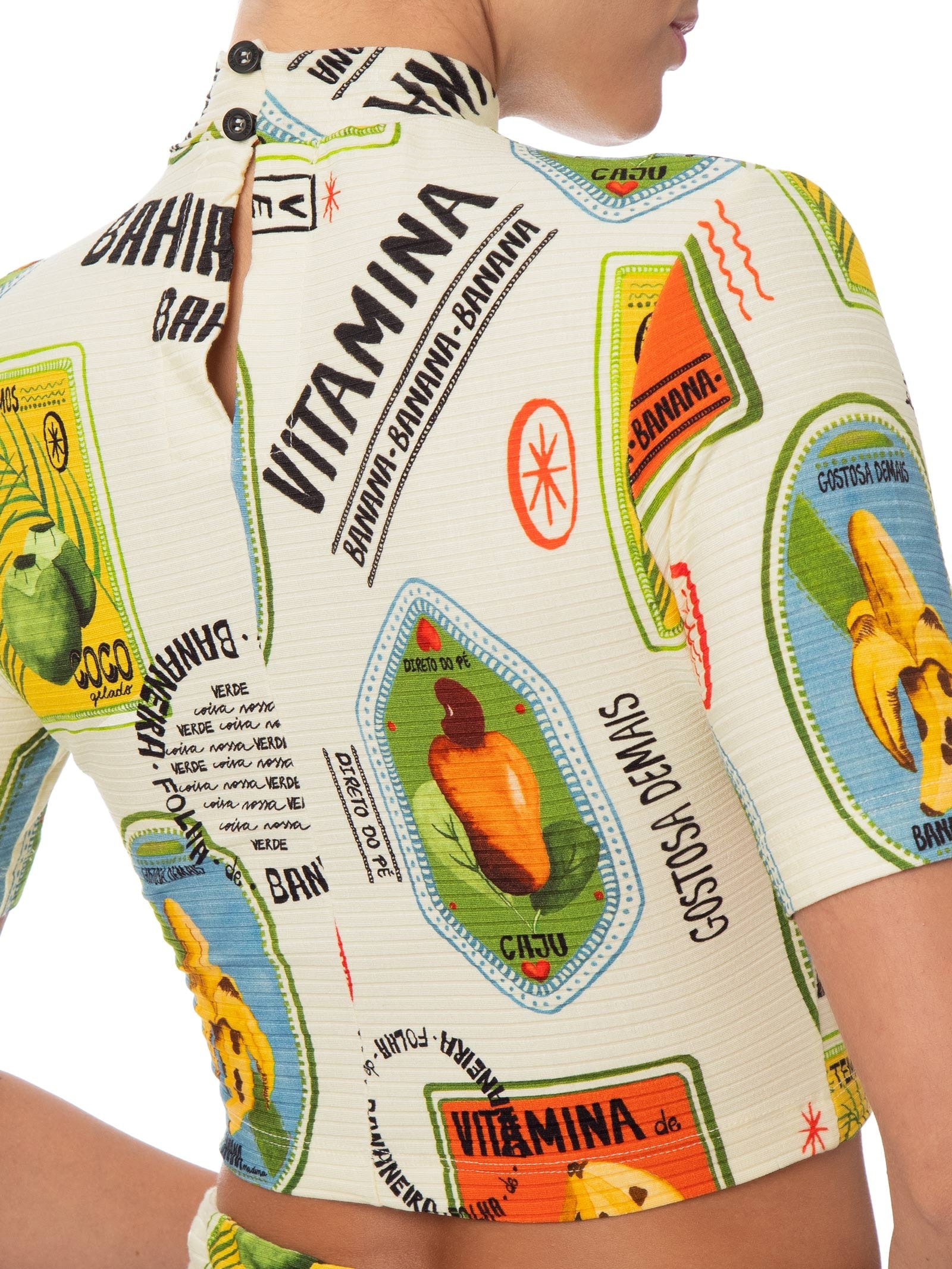 Blusa Feminina Cropped Selo Coisa Nossa Bege Farm