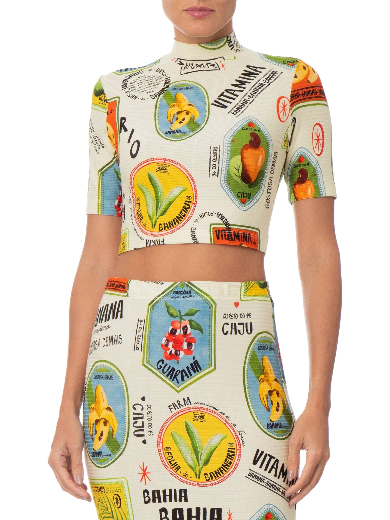 Blusa Feminina Cropped Selo Coisa Nossa Bege Farm