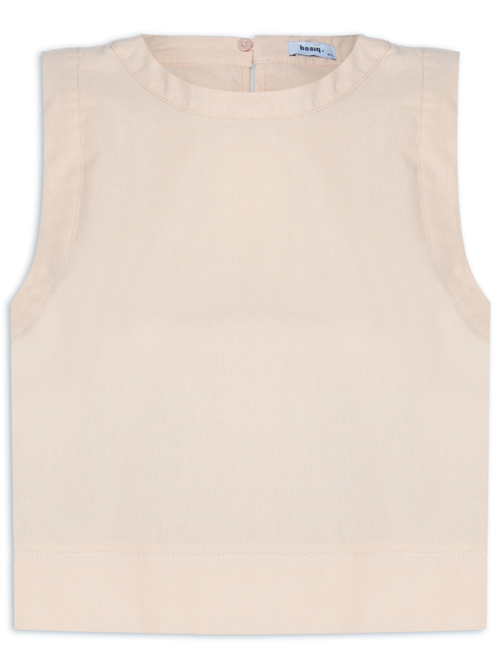 Blusa Feminina Cropped Sem Manga Bege Basiq