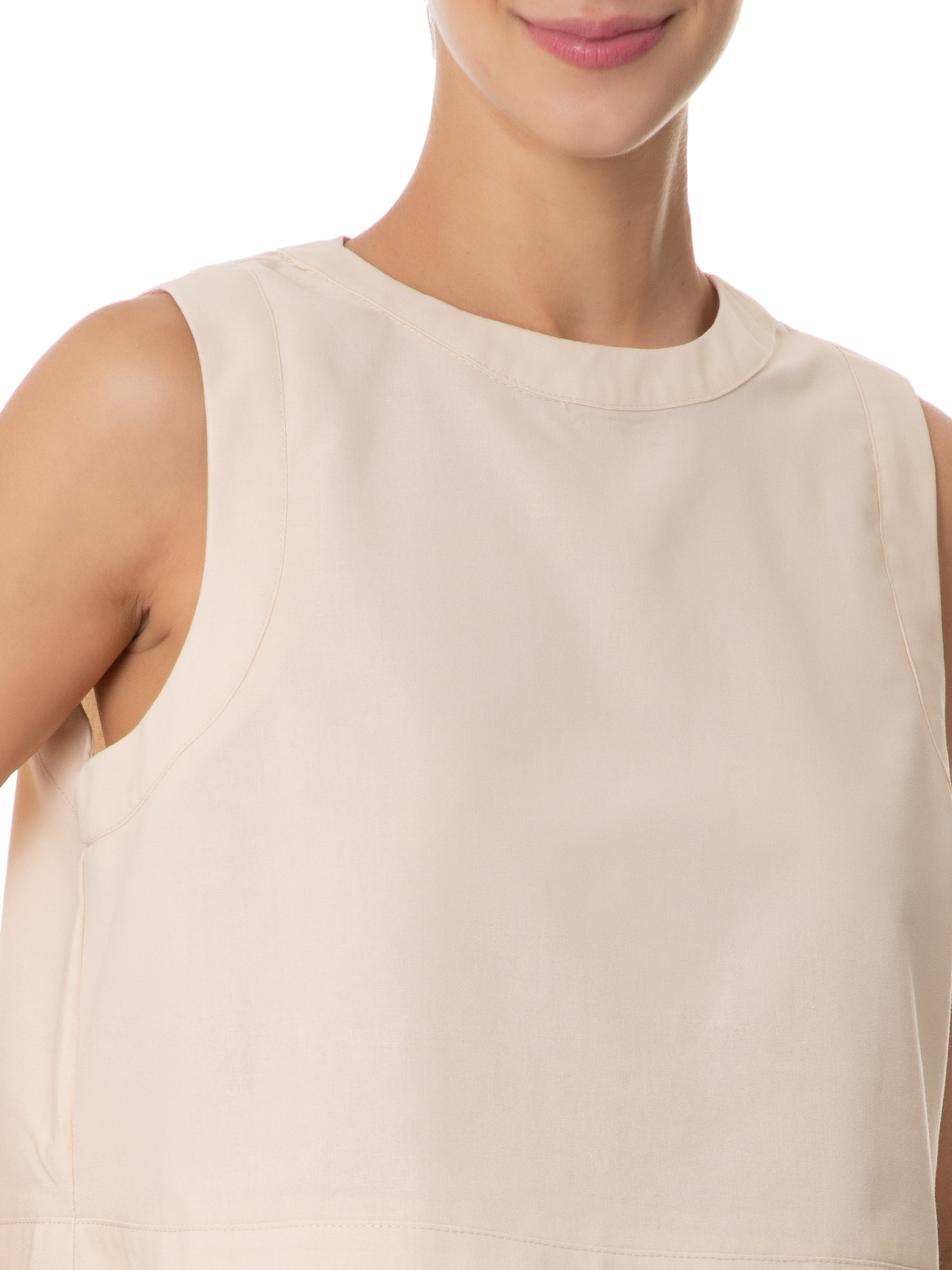 Blusa Feminina Cropped Sem Manga Bege Basiq
