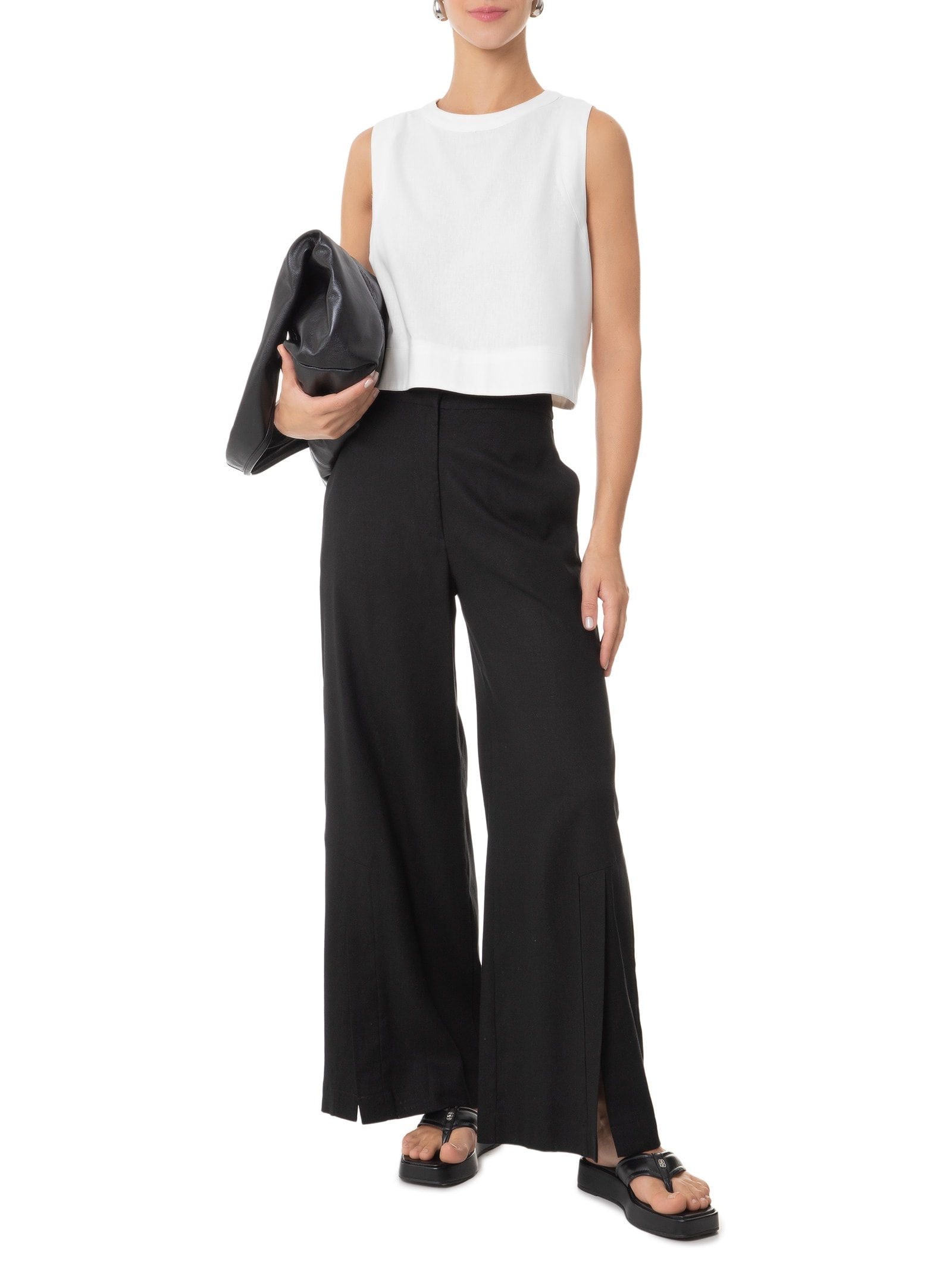 Blusa Feminina Cropped Sem Manga Branco Basiq