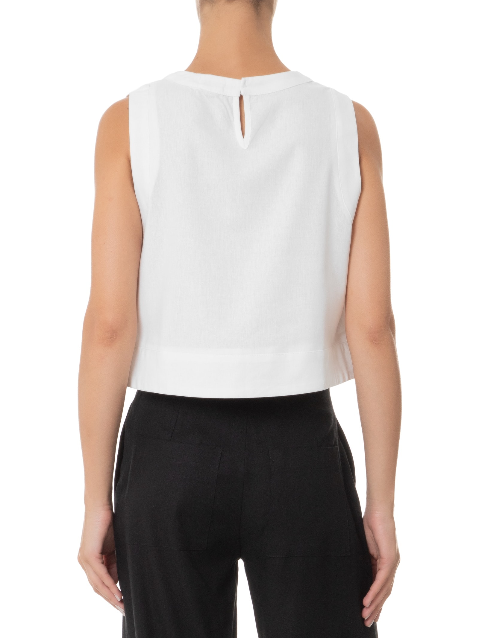 Blusa Feminina Cropped Sem Manga Branco Basiq