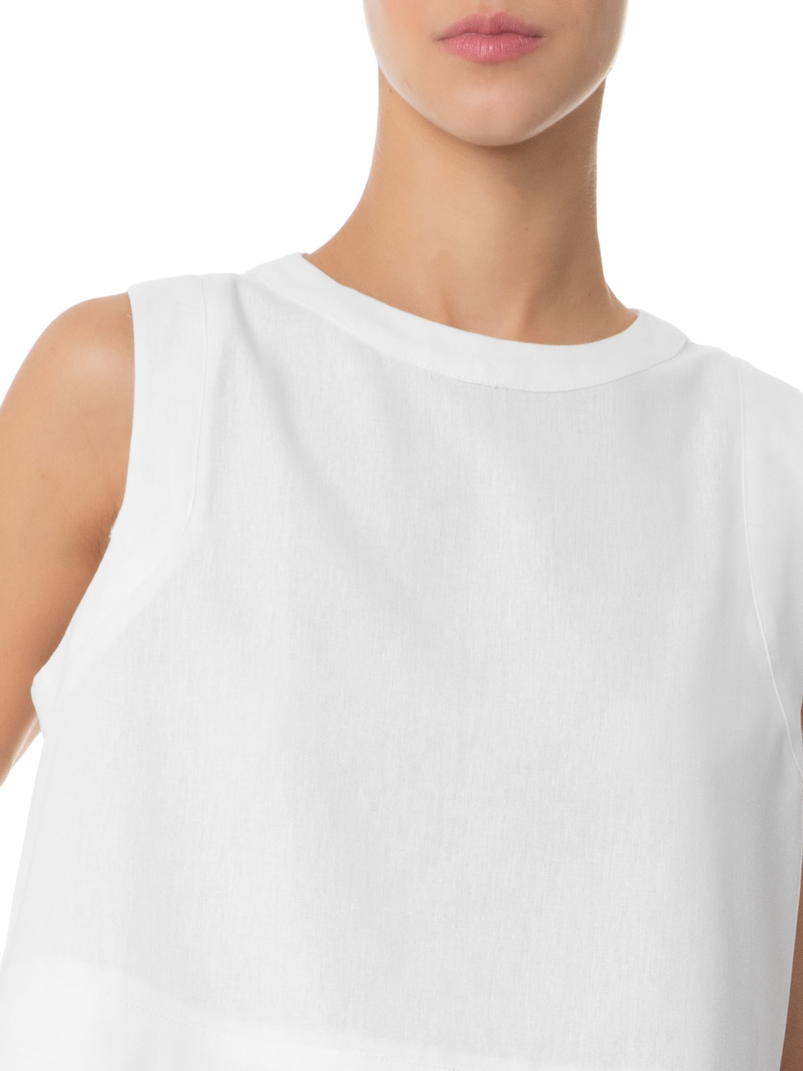 Blusa Feminina Cropped Sem Manga Branco Basiq