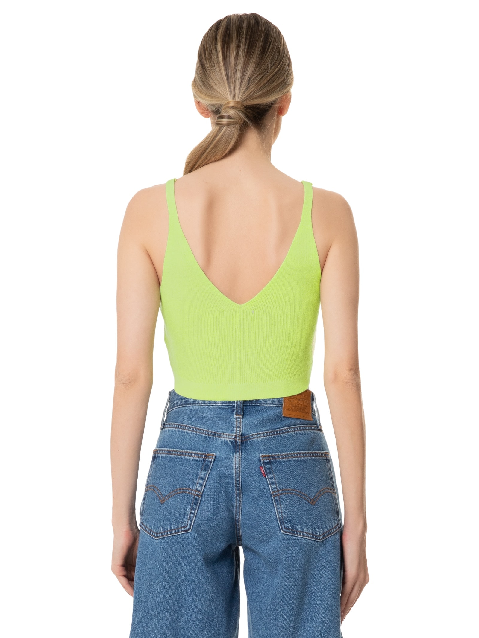 Blusa Feminina Cropped Sem Manga Em Tricot Verde Market 33