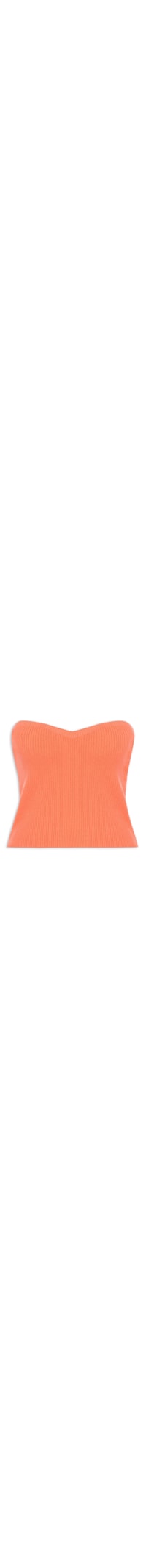Blusa Feminina Cropped Sem Manga Feminina Em Tricot - Laranja