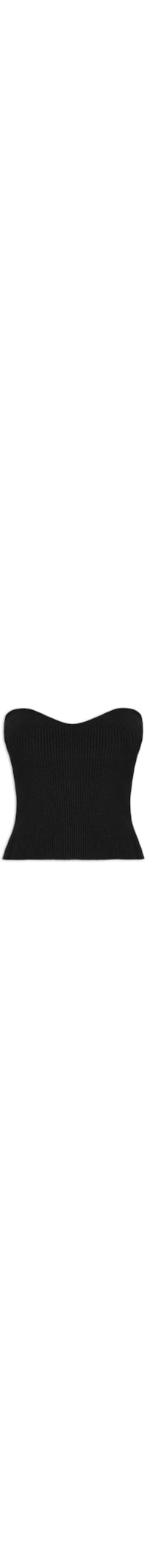 Blusa Feminina Cropped Sem Manga Feminina Em Tricot - Preto